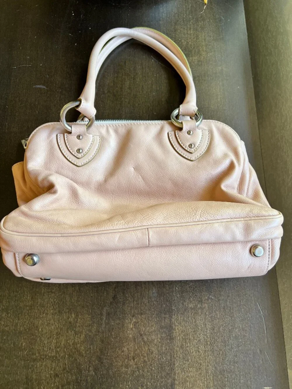 Marc Jacobs Collection Blush Leather Satchel Silver Push Lock Made in Italy